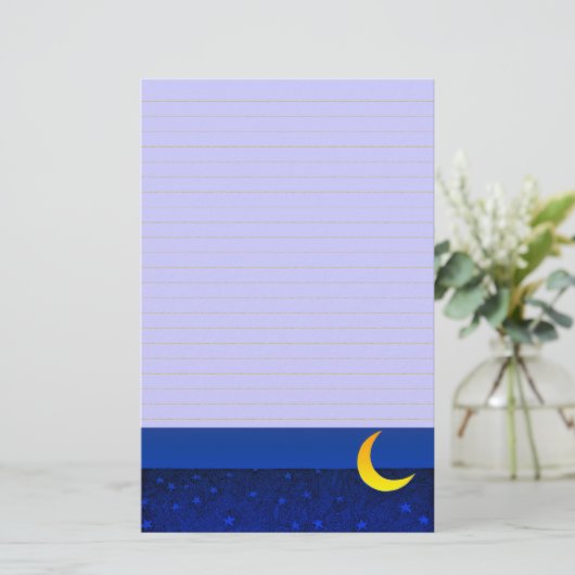 Moon and Stars  Art Lined Stationery Briefpapier (Staand voorkant)