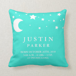 Moon and Stars Baby Birth Notice Pillow Kussen