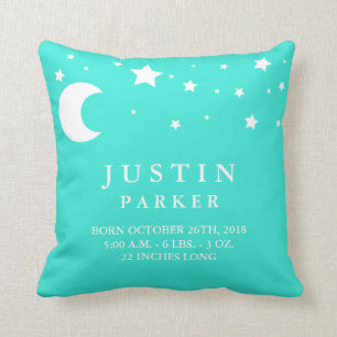 Moon and Stars Baby Birth Notice Pillow Kussen
