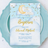 Moon and Stars Baby Boy Baptisme Kaart