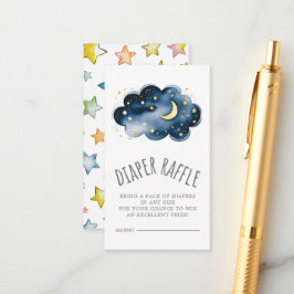 Moon and Stars Baby Boy Diaper Raffle Informatiekaartje