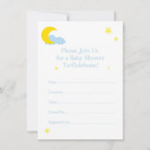 Moon and Stars Baby Boy Shower Invitation Kaart (Achterkant)