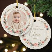 Moon and Stars Baby First Christmas Photo Keramisch Ornament