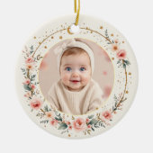 Moon and Stars Baby First Christmas Photo Keramisch Ornament (Voorkant)