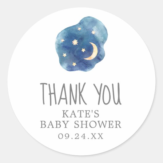 Moon and Stars Baby shower Bedankt voor je Sticker (Voorkant)