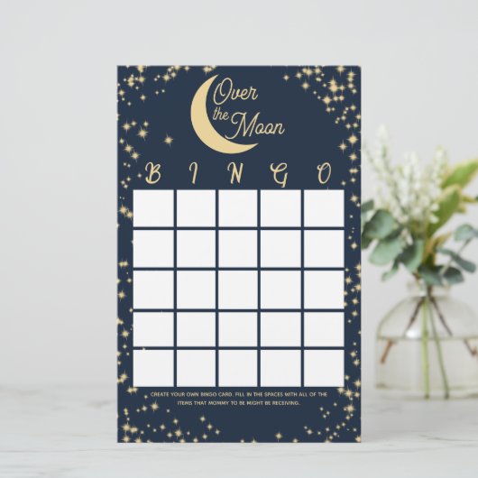 Moon and Stars Baby shower Bingo Briefpapier (Staand voorkant)