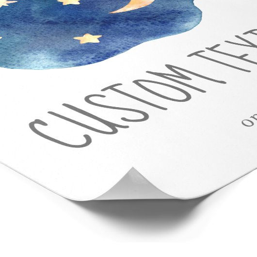 Moon and Stars Baby Shower Custom Text Sign Poster (Hoek)