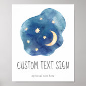 Moon and Stars Baby Shower Custom Text Sign Poster (Voorkant)