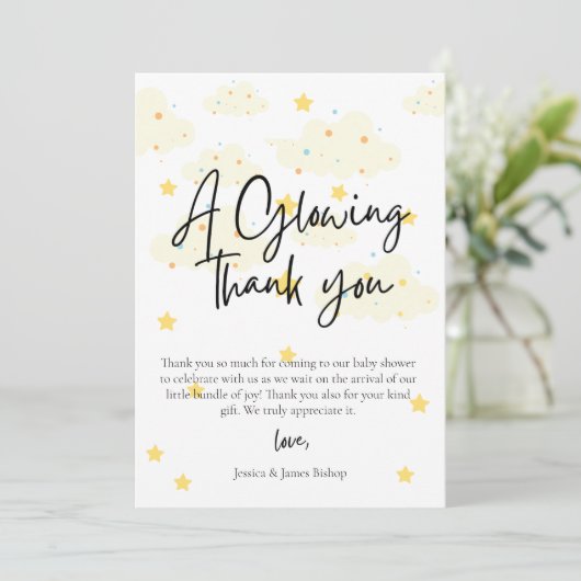 Moon and Stars Baby shower Dank je kaart (Staand voorkant)