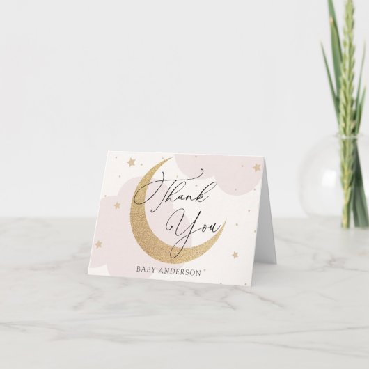 Moon and Stars Baby shower Dank je wel Bedankkaart (Voorkant)
