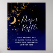 Moon and stars Baby shower Diaper Raffle Sign Poster (Voorkant)