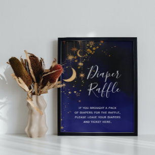 Moon and stars Baby shower Diaper Raffle Sign Poster
