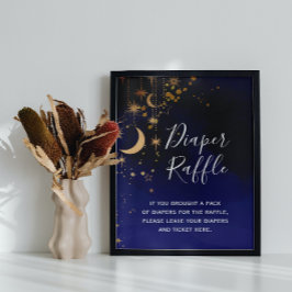 Moon and stars Baby shower Diaper Raffle Sign Poster
