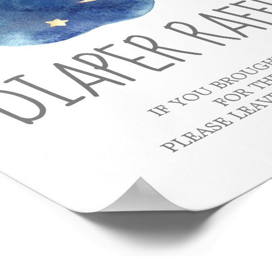 Moon and Stars Baby shower Diaper Raffle Sign Poster (Hoek)
