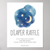 Moon and Stars Baby shower Diaper Raffle Sign Poster (Voorkant)