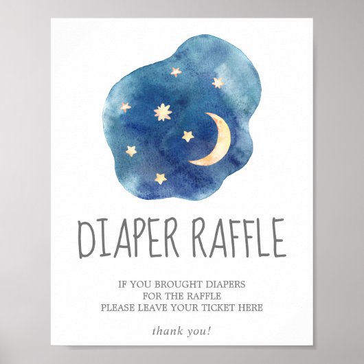 Moon and Stars Baby shower Diaper Raffle Sign Poster (Voorkant)