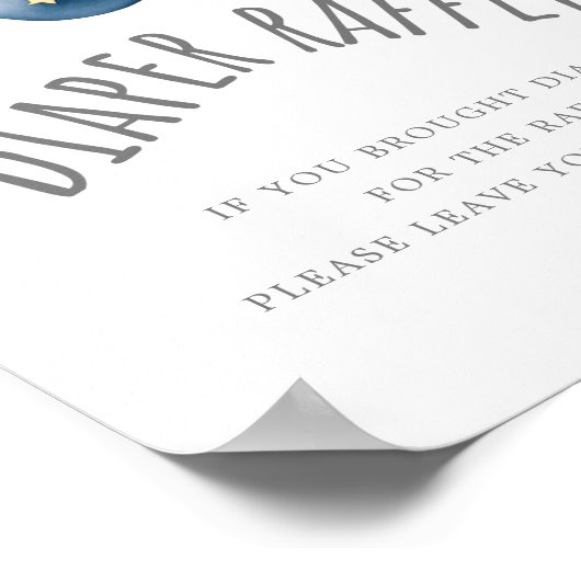 Moon and Stars Baby shower Diaper Raffle Sign Poster (Hoek)