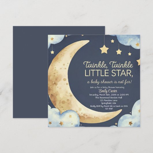 Moon and Stars Baby shower - Dromerige Nighttime Kaart (Voorkant / Achterkant)