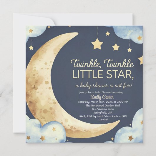 Moon and Stars Baby shower - Dromerige Nighttime Kaart (Voorkant)