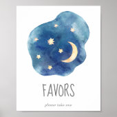 Moon and Stars Baby shower Favors Sign Poster (Voorkant)