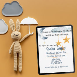 Moon and Stars baby shower Invitation Kaart