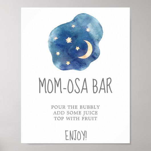 Moon and Stars Baby shower Mam-osa Bar Sign. Poster (Voorkant)