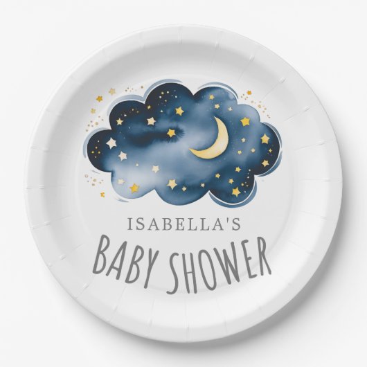Moon and Stars Baby shower Paper Bord (Voorkant)