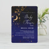 Moon and Stars Baby shower Royal Blue Kaart (Staand voorkant)