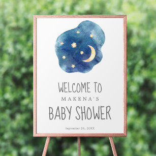 Moon and Stars Baby shower Welkome Poster