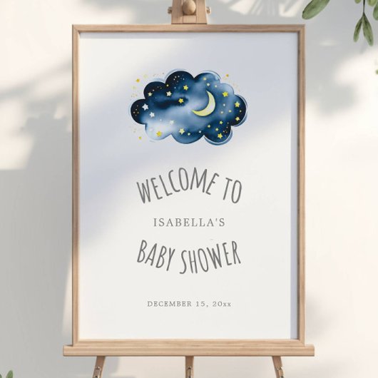 Moon and Stars Baby shower Welkome Poster