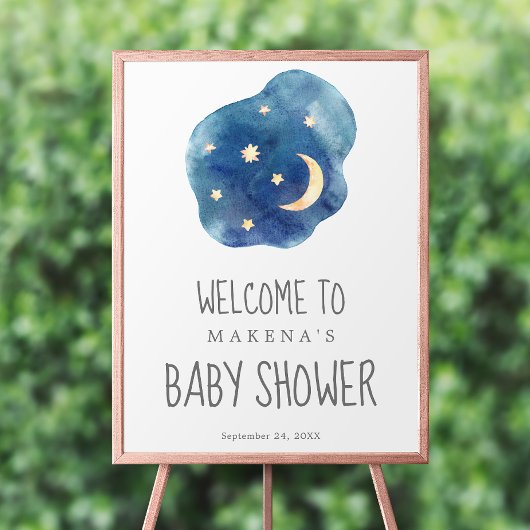 Moon and Stars Baby shower Welkome Poster