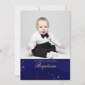 Moon and Stars Baptism Photo Invitation Kaart (Achterkant)