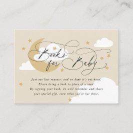 Moon and Stars Beige Book Request Baby shower Informatiekaartje