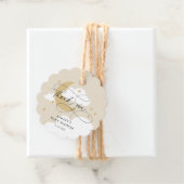 Moon and Stars Beige Script Baby shower Hartelijk  Bedankjes Labels (In situ)