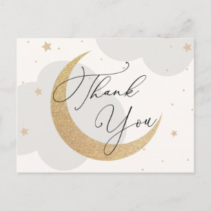 Moon and Stars Blue Baby shower Bedankt Briefkaart