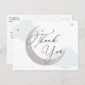 Moon and Stars Blue Baby shower Bedankt Briefkaart (Voorkant / Achterkant)