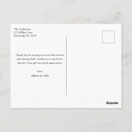 Moon and Stars Blue Baby shower Bedankt Briefkaart (Achterkant)