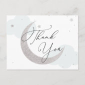 Moon and Stars Blue Baby shower Bedankt Briefkaart (Voorkant)
