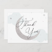 Moon and Stars Blue Baby shower Bedankt Briefkaart (Voorkant / Achterkant)