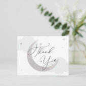 Moon and Stars Blue Baby shower Bedankt Briefkaart (Staand voorkant)