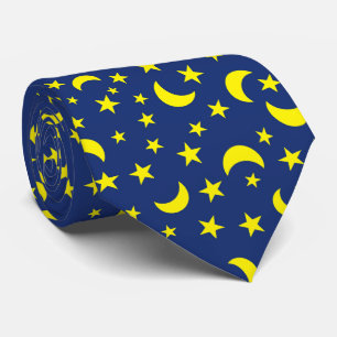 Moon and Stars Blue Background Stropdas