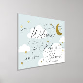 Moon and Stars Blue Clouds Welcome Baby shower Folie Afdrukken (Laagn)