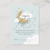 Moon and Stars Blue Diaper Baby shower Encl Informatiekaartje (Voorkant)