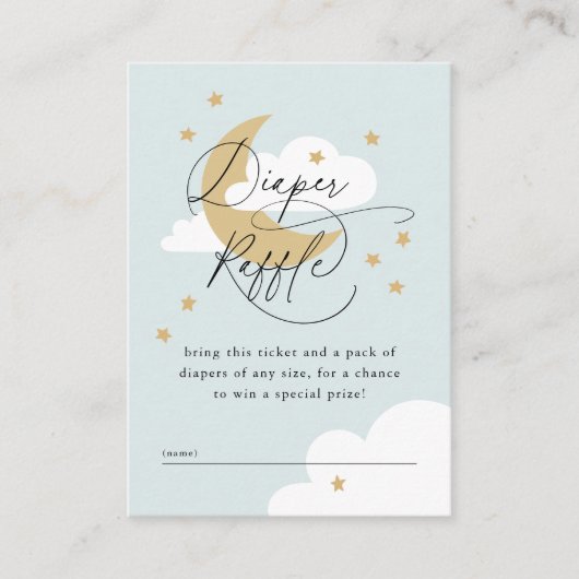 Moon and Stars Blue Diaper Baby shower Encl Informatiekaartje (Voorkant)