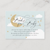 Moon and Stars Blue Gold Book Request Baby shower Informatiekaartje (Voorkant)