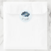 Moon and Stars Blue Het is een Baby shower voor jo Ronde Sticker (Tas)