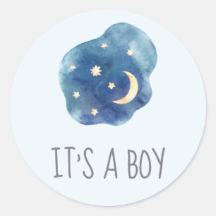 Moon and Stars Blue Het is een Sticker van een Bab