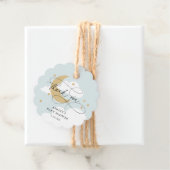 Moon and Stars Blue Script Baby shower Bedankt Bedankjes Labels (In situ)
