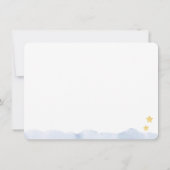 Moon and Stars, Blue Waterverf Personalized Flat Notitiekaartje (Achterkant)