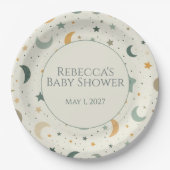 Moon and Stars Boho Baby Adoption Shower Papieren Bordje (Voorkant)